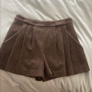 THEORY. Women's Brown Wool Shorts